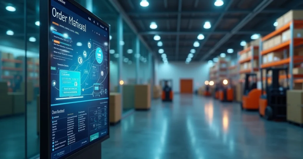 Gestão de pedidos multicanal conectando loja física, e-commerce e estoque em painel digital